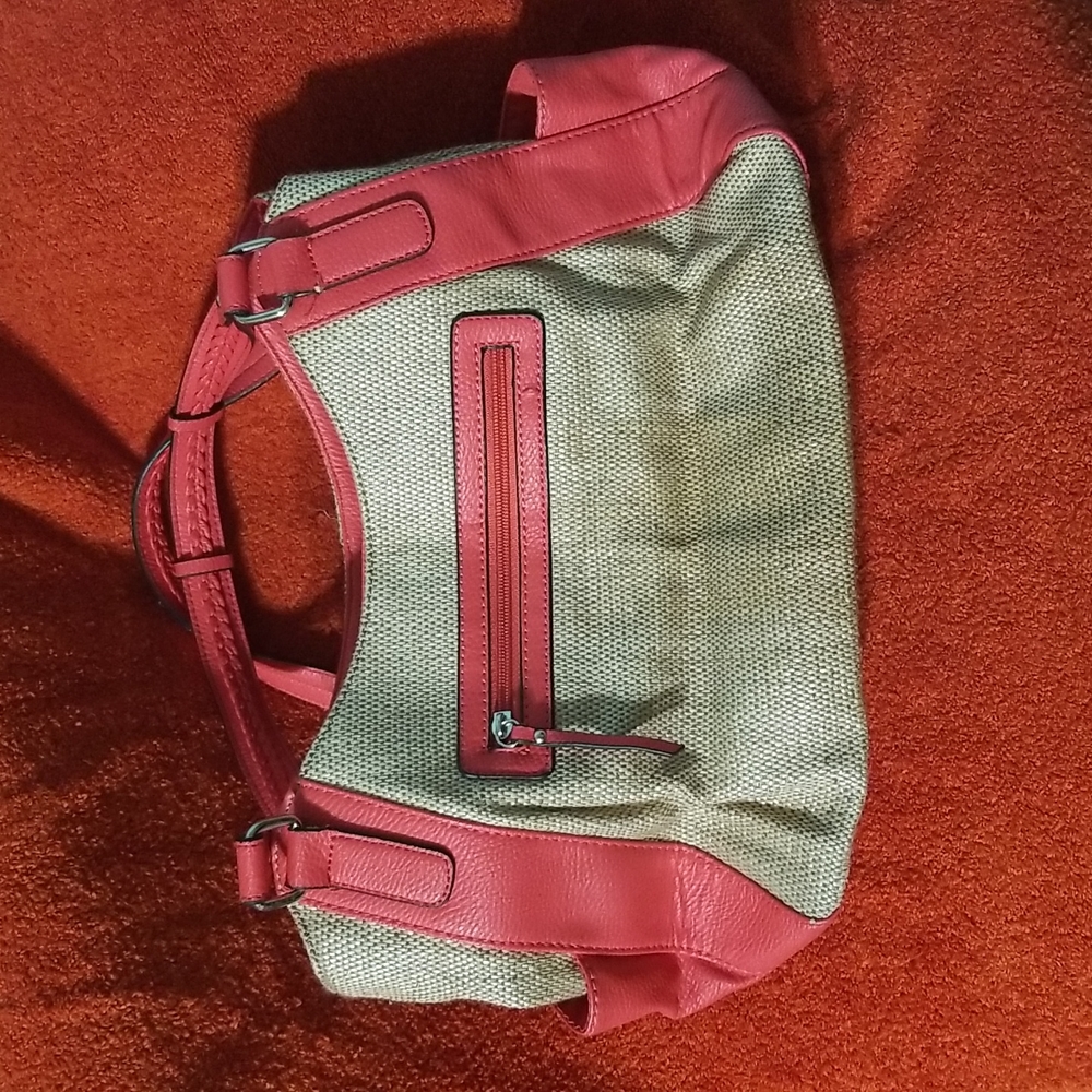 Apt9 Faux Leather and Straw Handbag